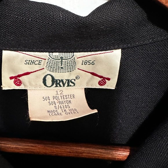 Vintage Orvis Women’s Black Long Midi Dress Button up Shirt with Pockets - Picture 14 of 14
